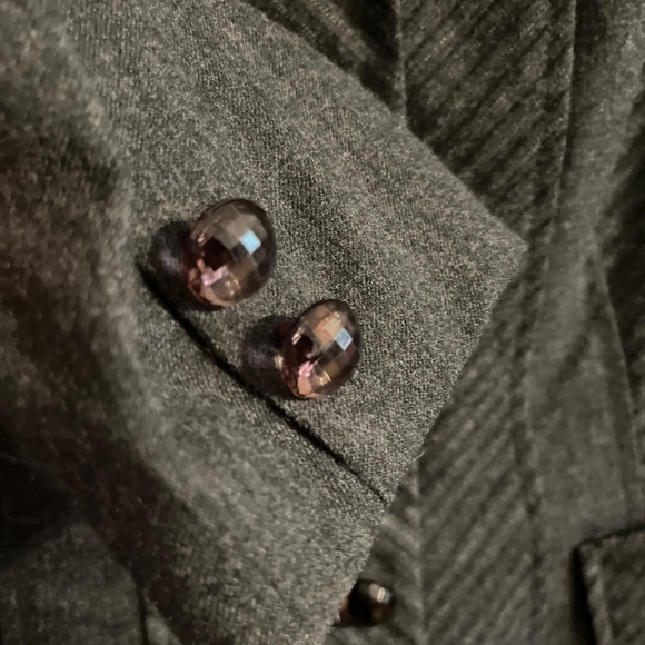 Howard Wolf Jacket Women 12 Gray Wool Blazer 90s Retro Striped Academia Office - Picture 9 of 14